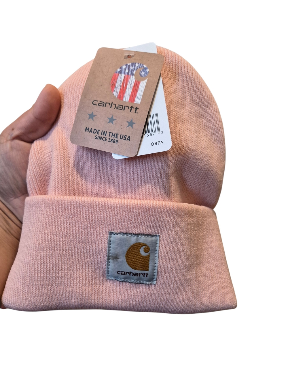 Carhartt Cuffed Knit Beanie in Soft Peach Pink